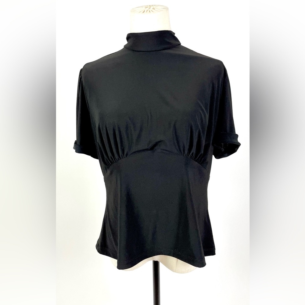 Laura Byrnes Pinup Couture Black Short Sleeve Victoria Top Size XL